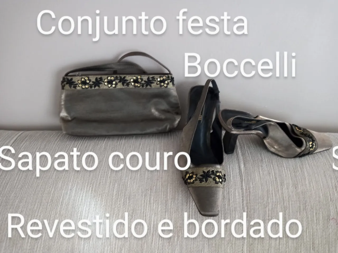 Conjunto Festa Boccelli Sapato Couro Bordado