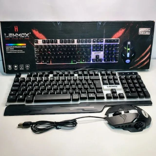 TECLADO e MOUSE COM FIO GAMER COM LED RGB - ENTREGA GRATIS