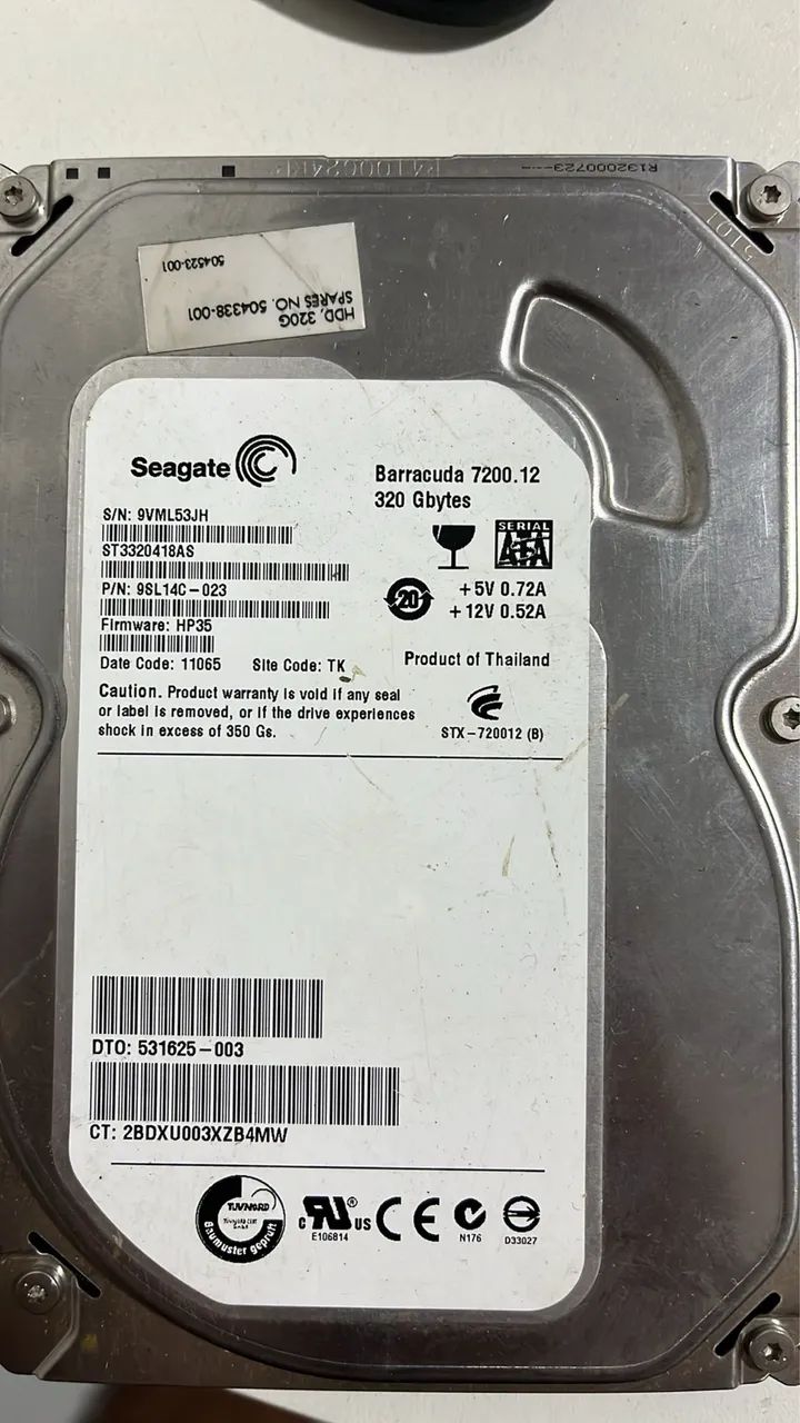 HD Seagate 320 GB - HD de 3.5 - Saudável 