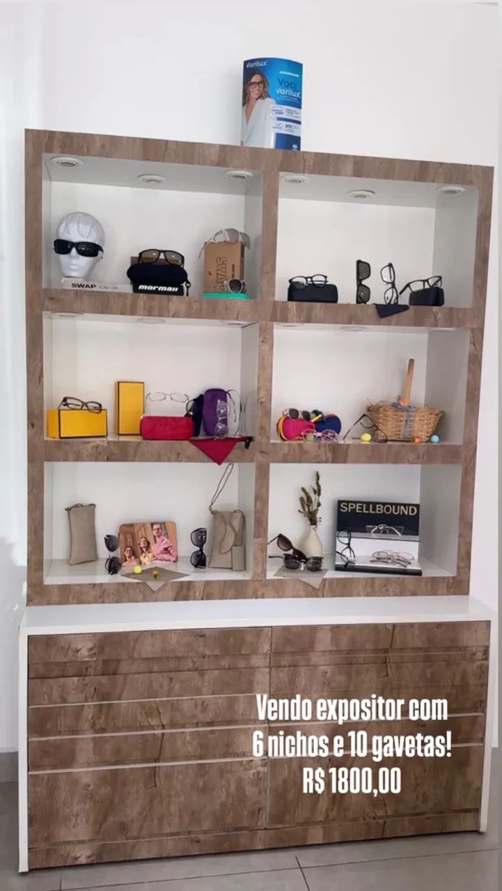 Expositor de led com nichos e gavetas 