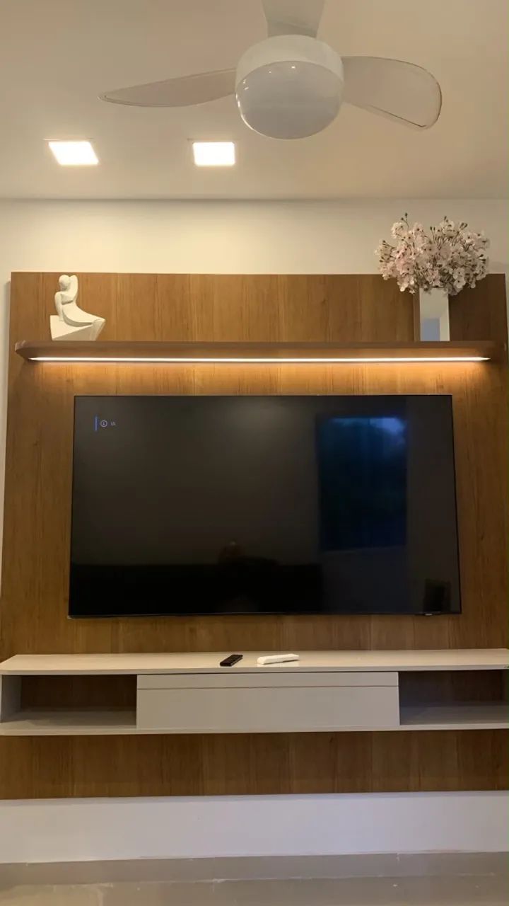 NOVO! Painel madeira MDF com led, até 75 polegadas 