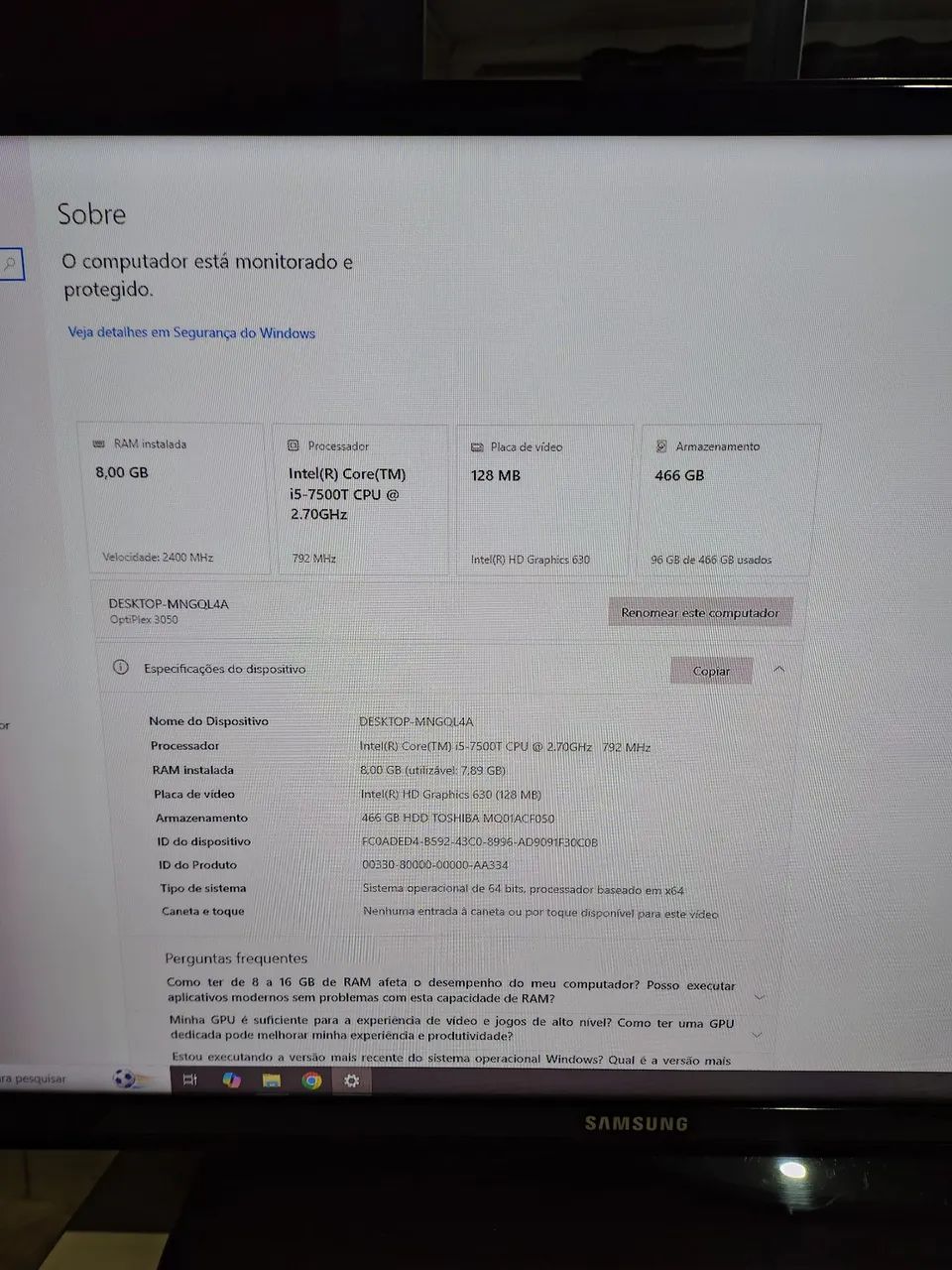 Mini Pc Dell Optiplex 3050 Intel Core I5 7500T - 8 - Foto 5
