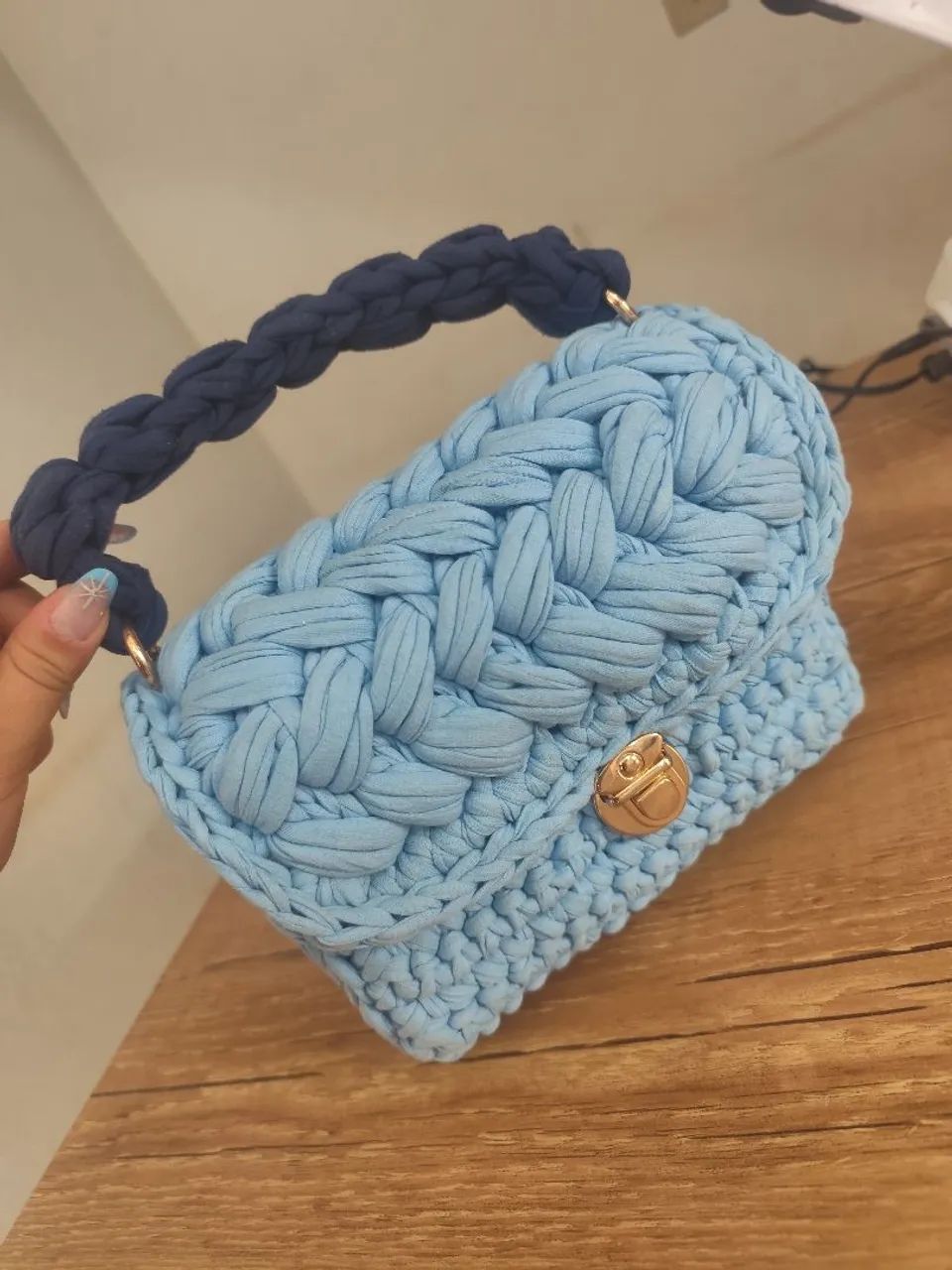 Bolsa de crochê fio de malha  - Foto 3