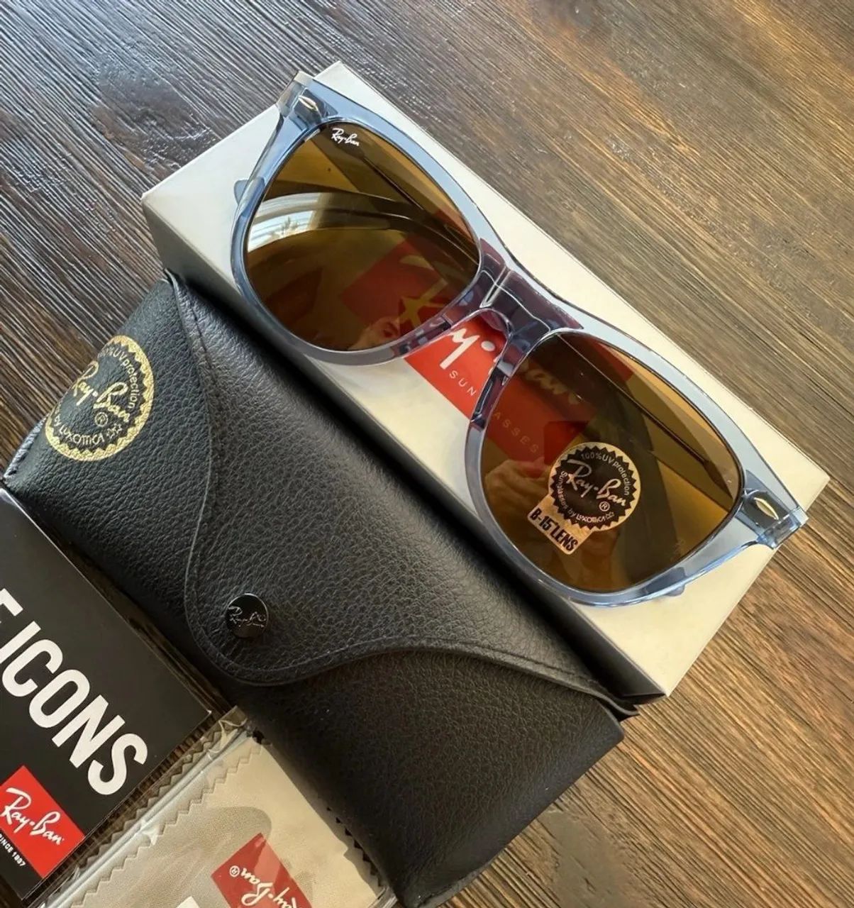 Ray ban wayfarer transparente azul oculos de sol rb2140 - Foto 3