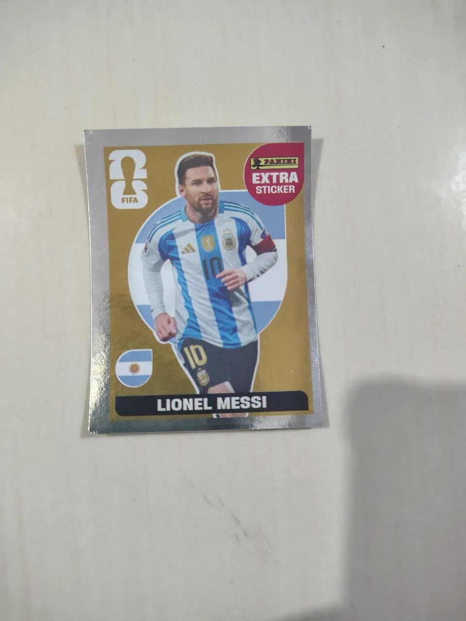 Figurinha Extra sticker Messi dourada