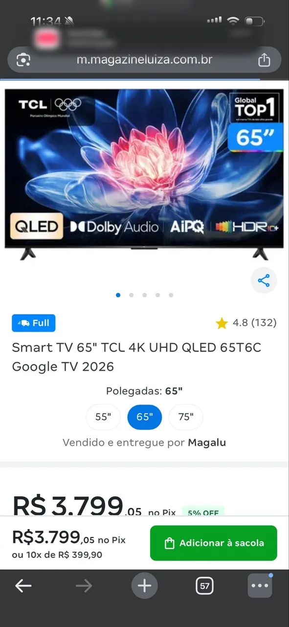 *VENDO TV TCL 4k UHD 65 POLEGADAS COM GOOGLE TV 2026*   - Foto 4