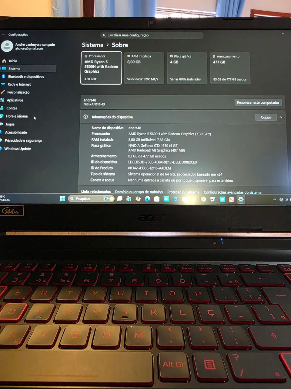 Nitro 5 GTX 1650 Ryzen 5 - Foto 4
