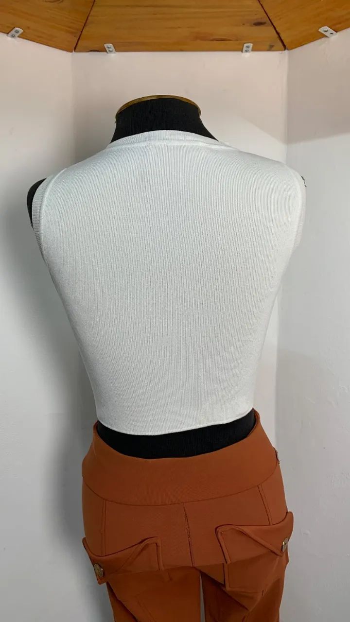 Cropped canelado branco | Zara 32/34 (1131) - Foto 3