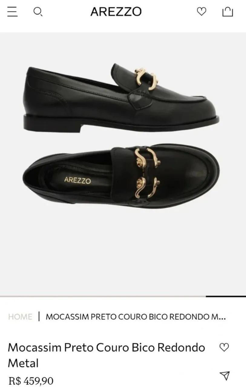 Mocassim Arezzo preto couro legítimo - n.35 - Foto 5