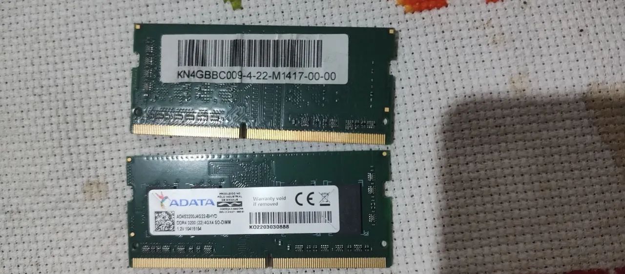 2x Memória RAM para notebook DDR4 4gb