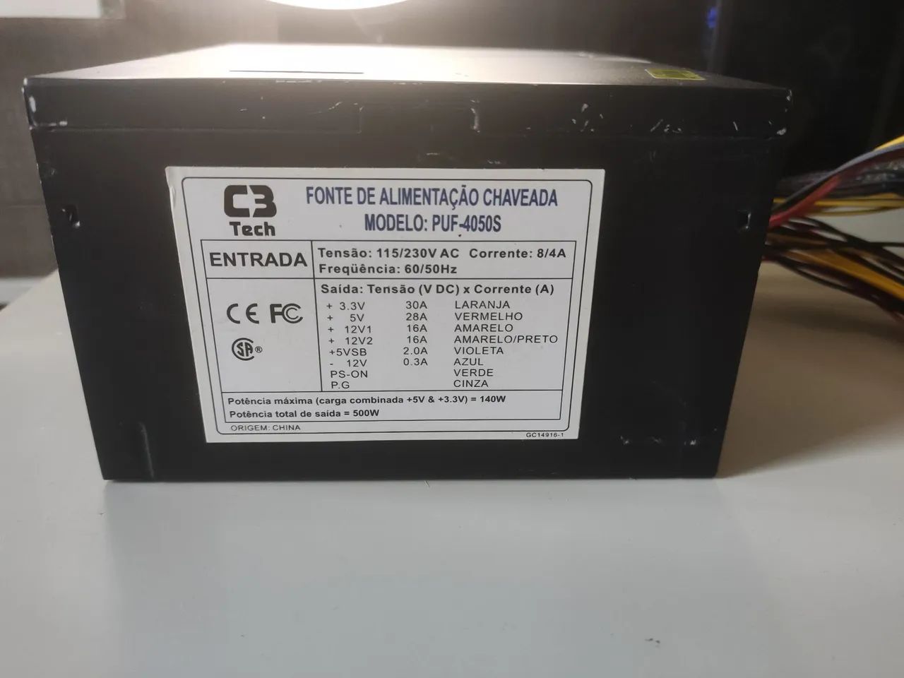 Fonte ATX 500W C3 Tech - Modelo PUF-4050S - Ótimo Estado