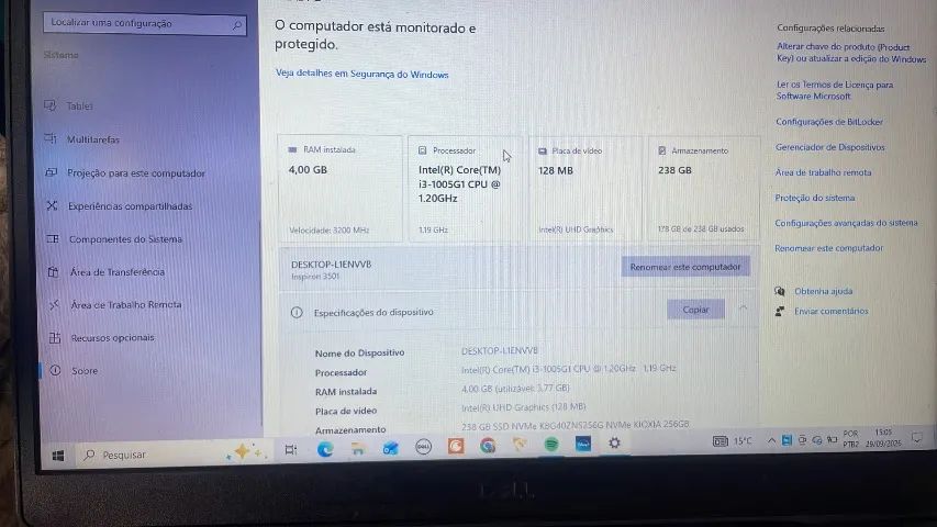 Inspiron 3501 com i3-1005G1, UHD Graphics e RAM DDR4 - Foto 4