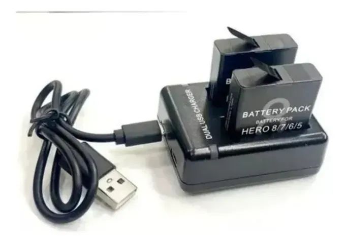 Carregador Duplo+2 Baterias 801 Para Gopro Hero 5-6-7-8  - Foto 3
