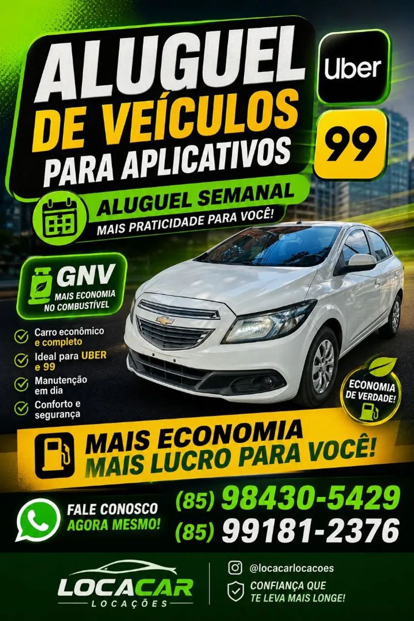 Aluguel/ locação de carros p aplicativos uber e 99