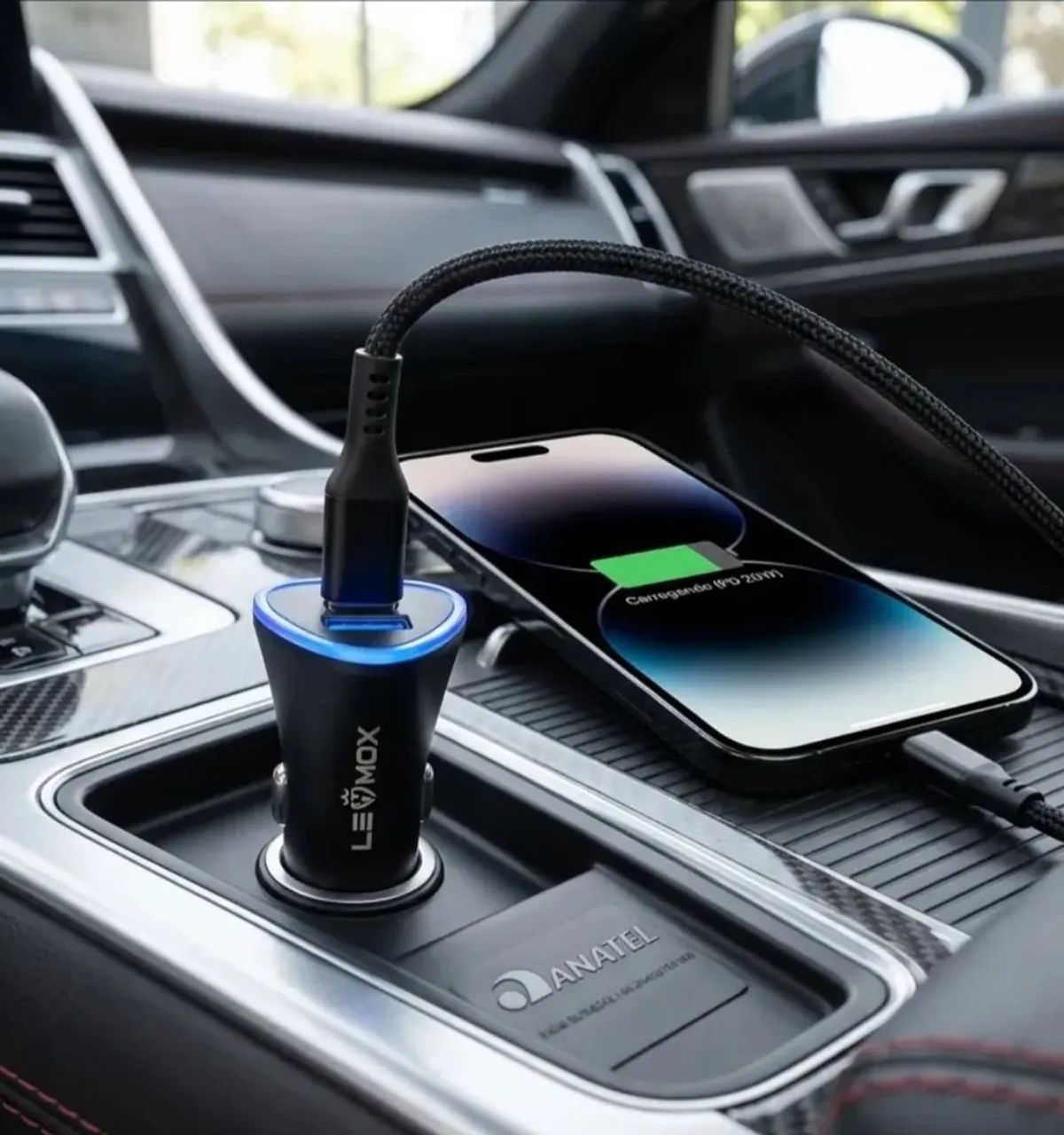 Carregador Veicular Turbo USB C 20W Lehmox Carregamento Rápido iPhone Android - Foto 3