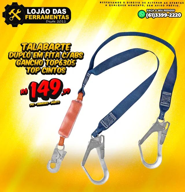 Talabarte Duplo em Fita C/ABS Gancho TOP6305 Top Cintos