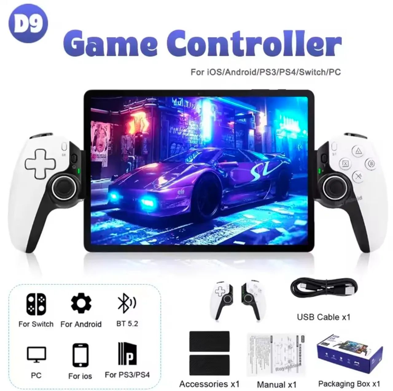 Controle D9 (Seminovo) compatível com Celulares, PS3, PS4, Switch e PC.