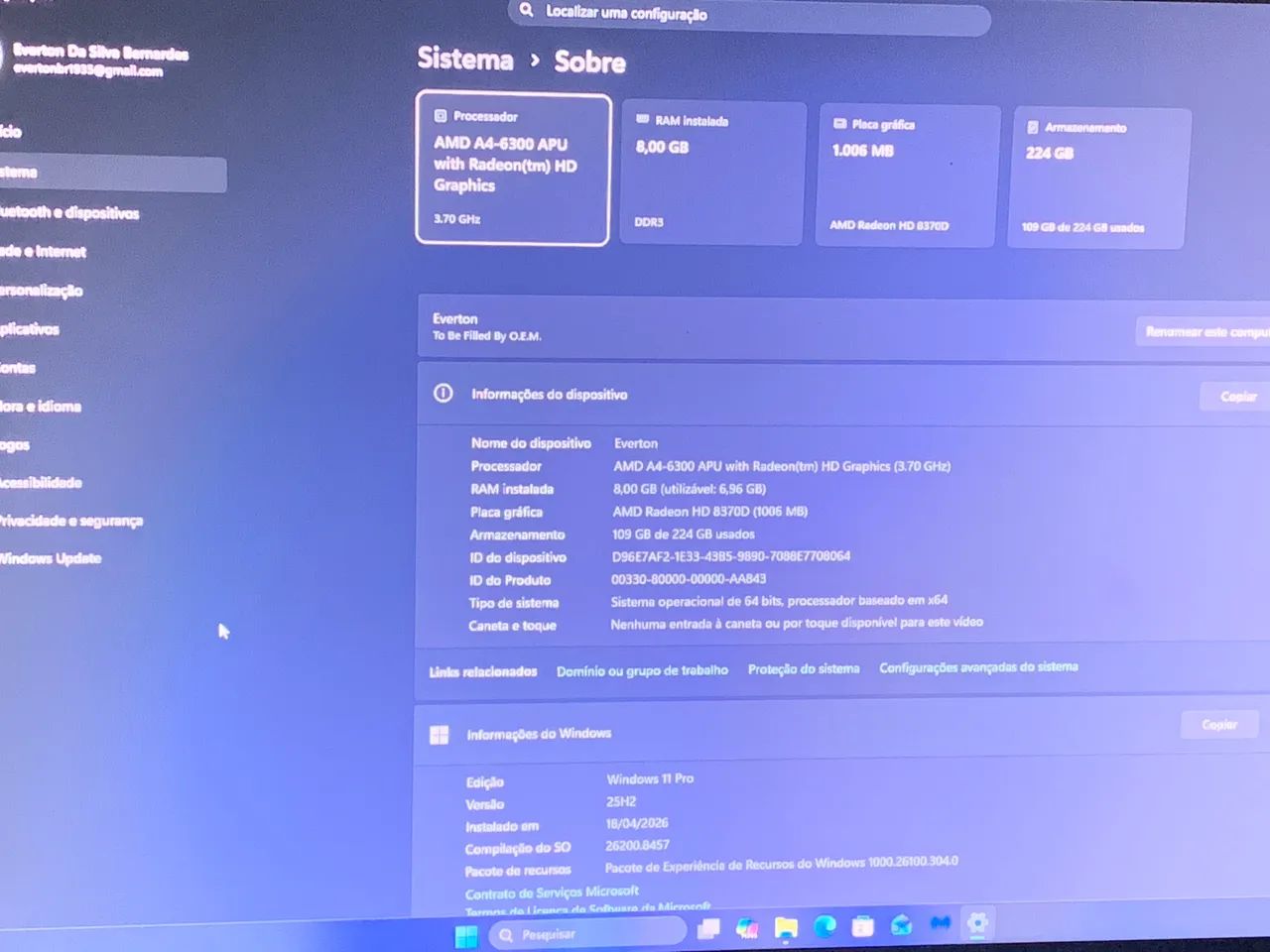 PC 8GB DE RAM HD 500G