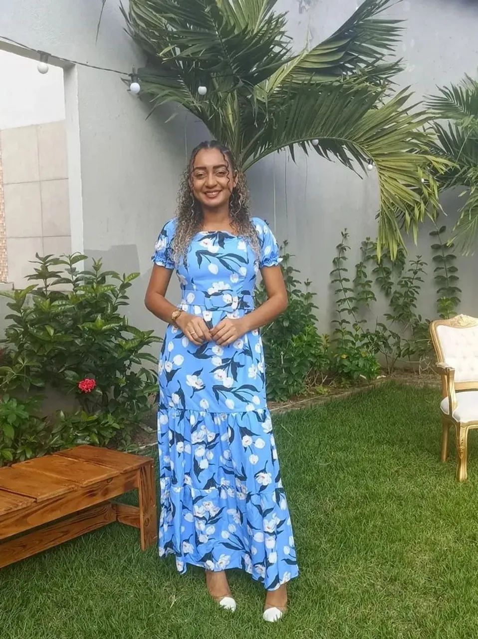 Vestido azul estampado 