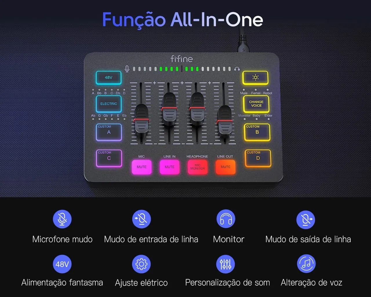 Promoção!!! Interface Mixer Áudio Fifine Ampligame SC3 - Foto 3