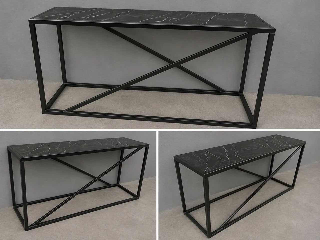 mesa de aço com tampo de mármore  - Foto 2