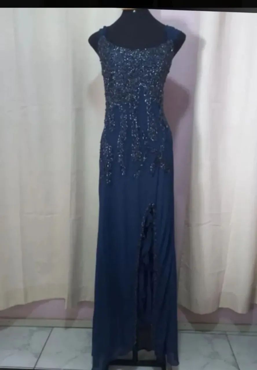 Vestido Azul Bordado Lindíssimo  - Foto 2