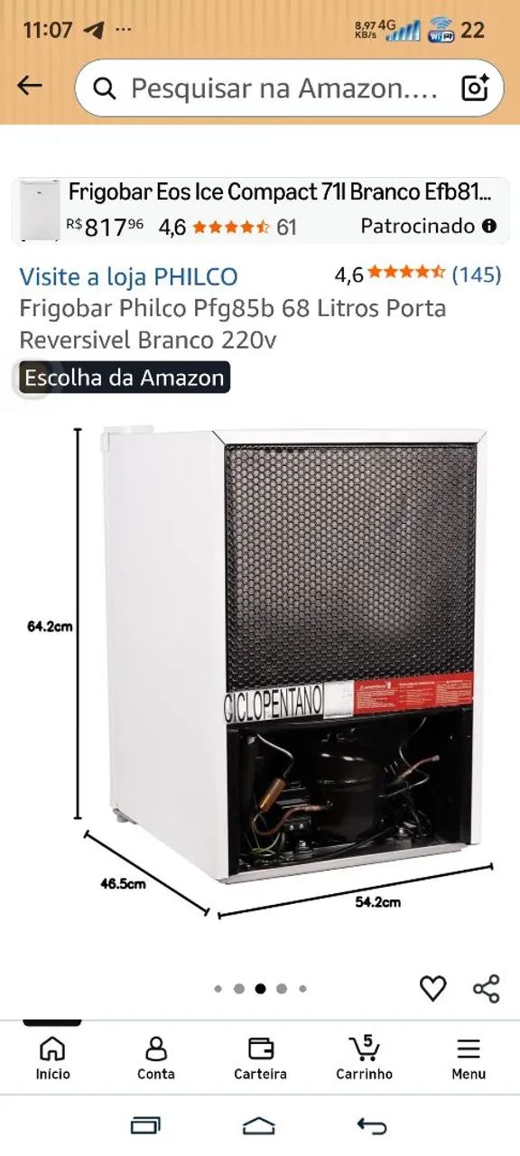 frigobar.philco 67l pfg85b 220v