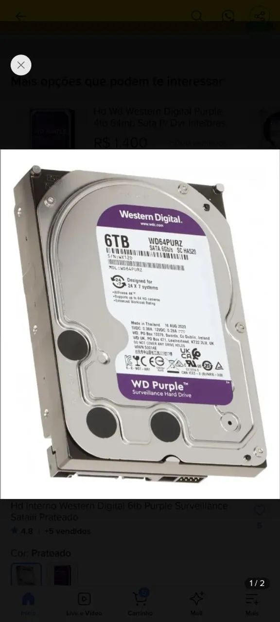 HD WD 6tb Purple 100%