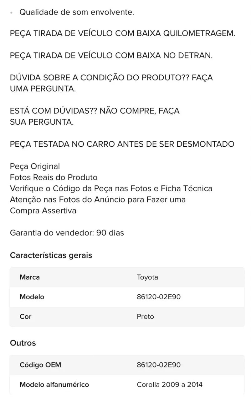 Som Original Corolla  - Foto 3