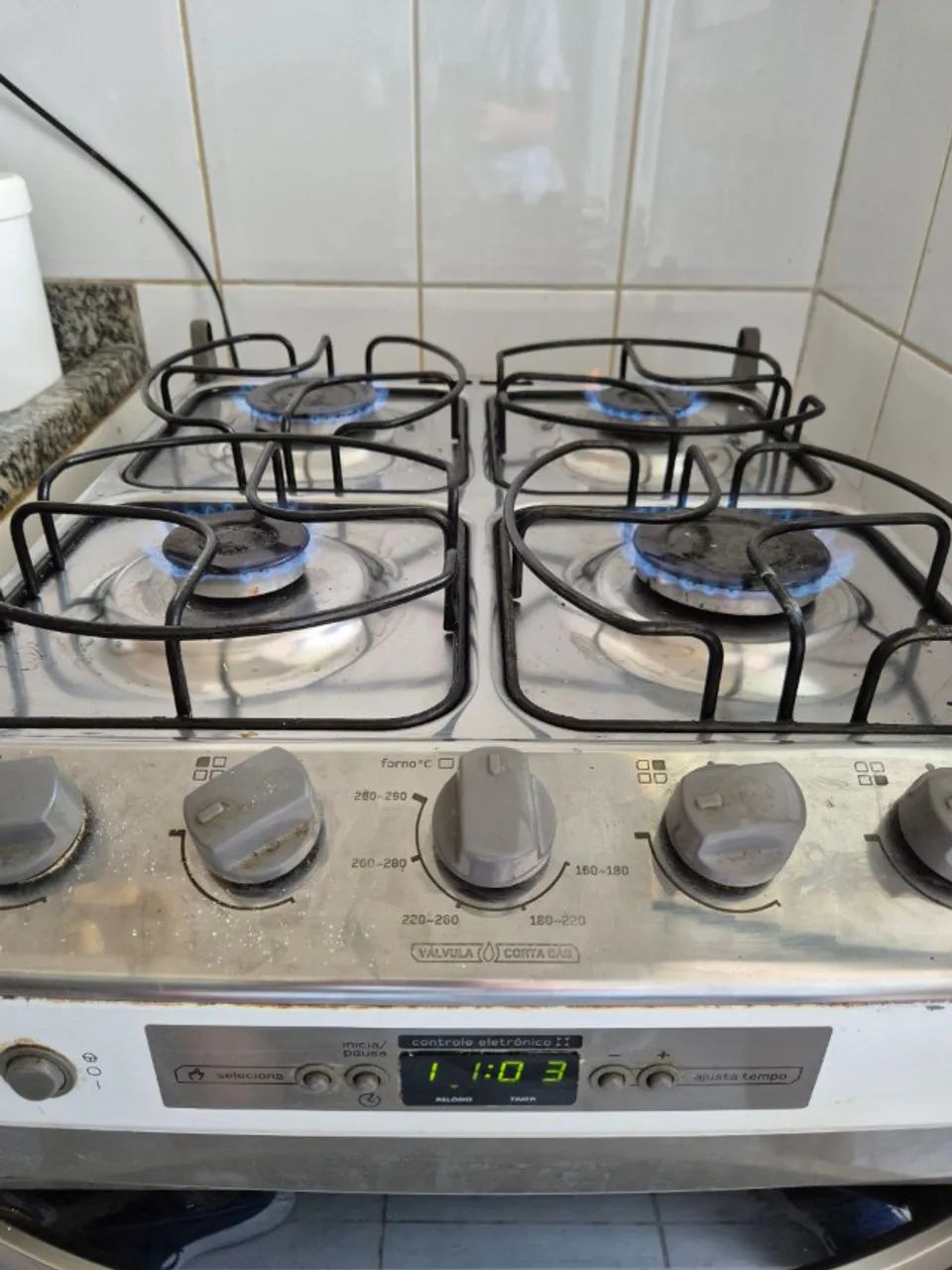 Fogão Brastemp Ative! Timer BF750BBUNA de Piso 4 bocas GN Com Display - Foto 4