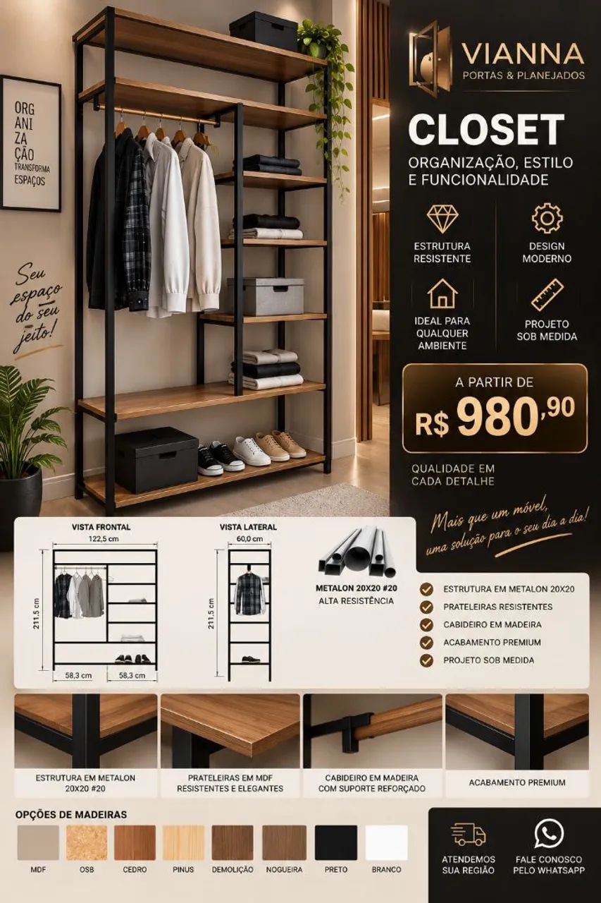 CLOSET INDUSTRIAL EM METALON - Foto 2