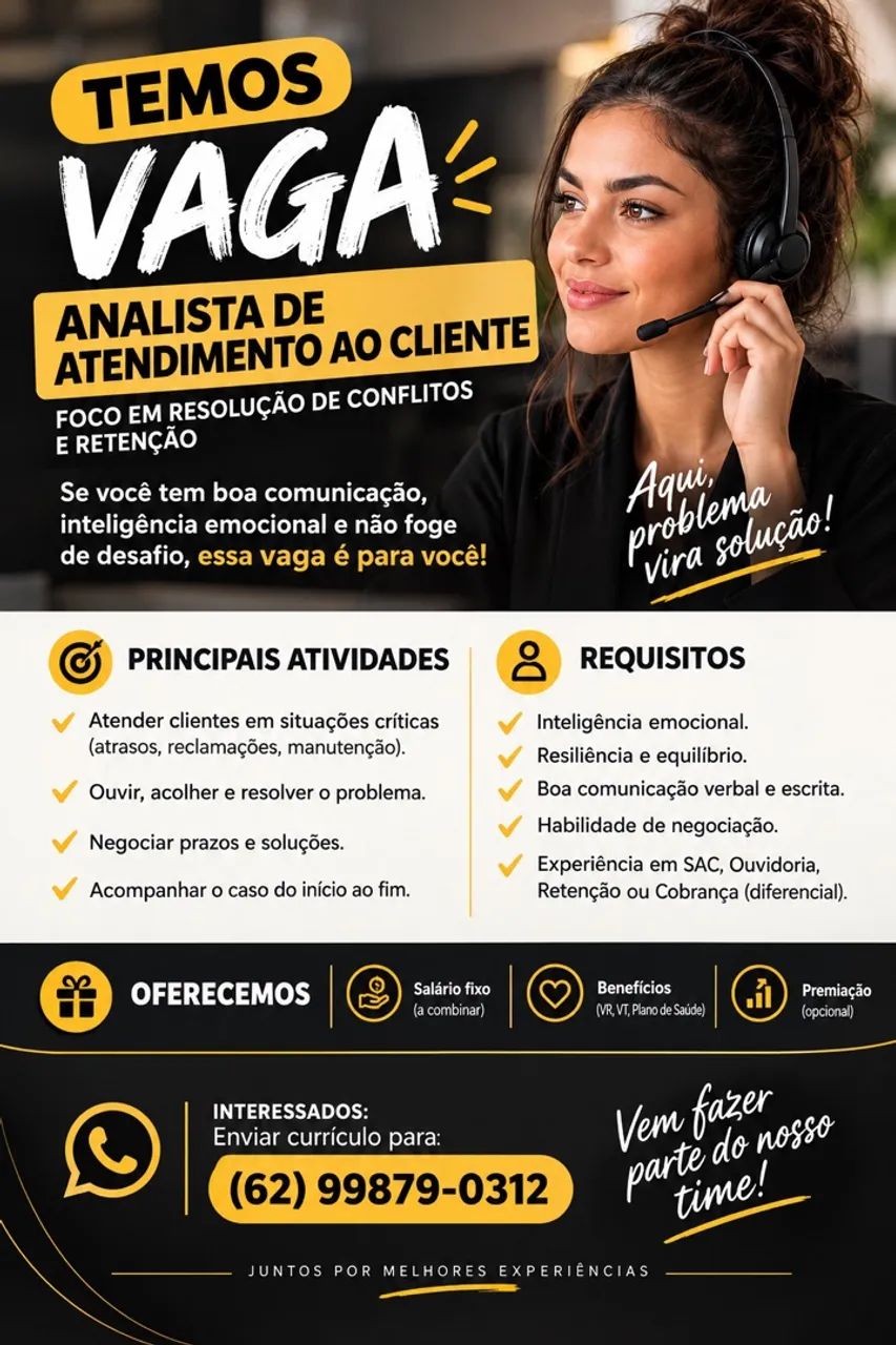 VAGA ANALISTA DE ATENDIMENTO 