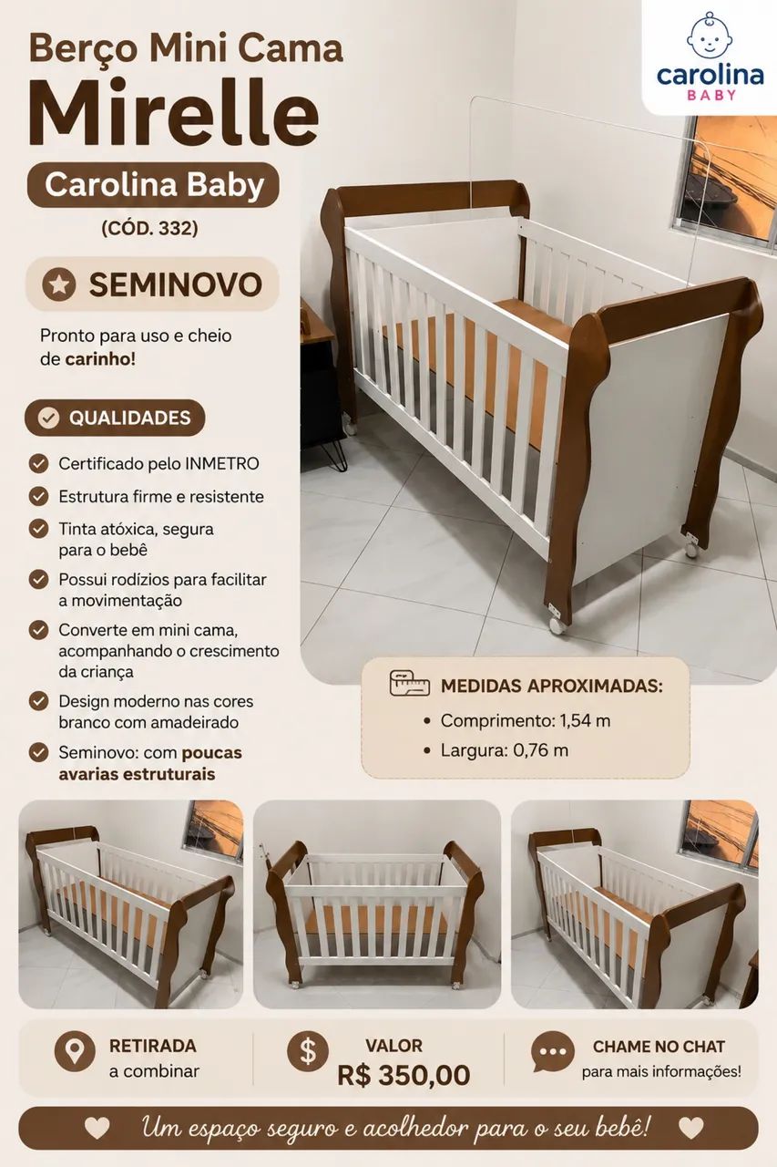 Berço Mini Cama Seminovo  - Foto 3