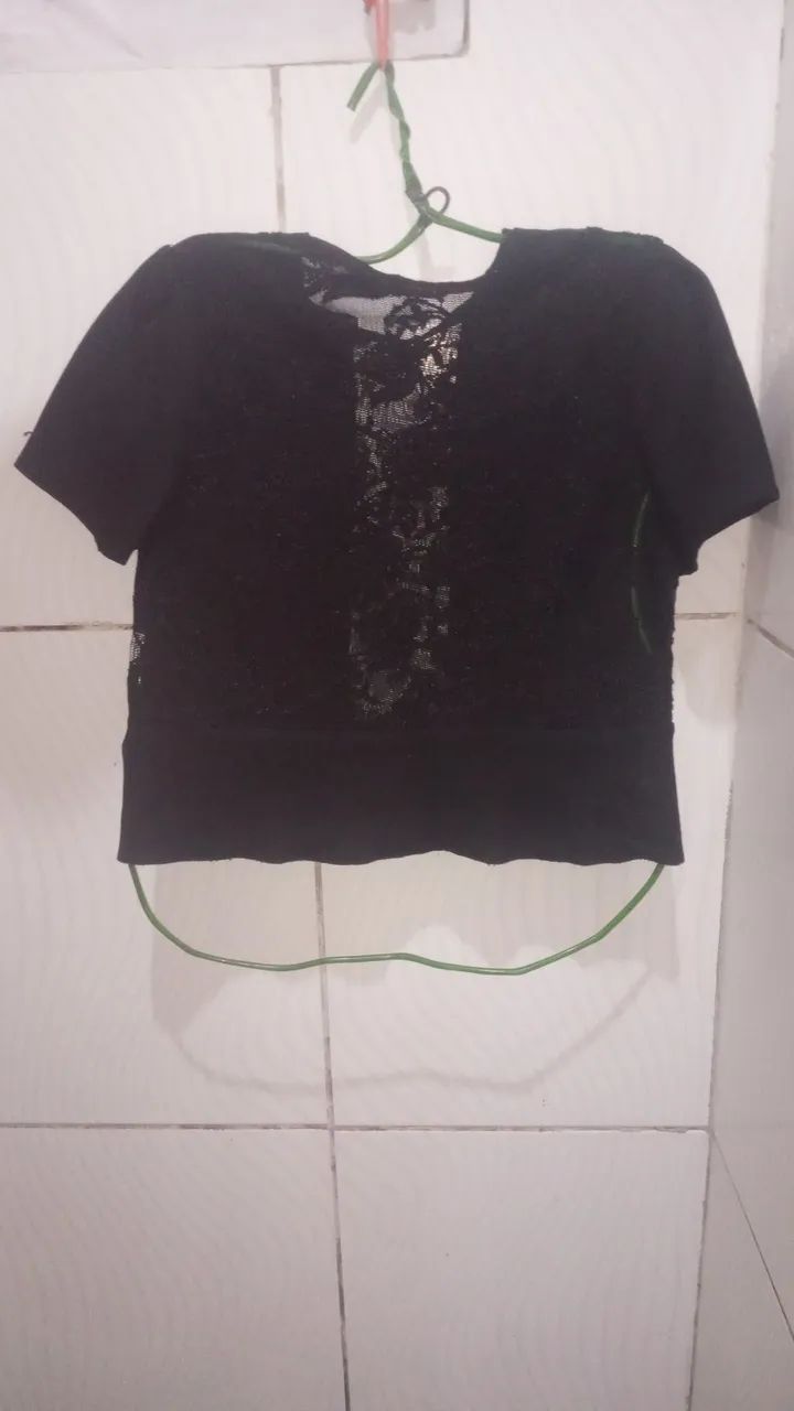 Blusa Cropped ZARA Preta Feminina M 