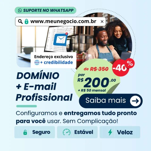 Domínio, E-mail, Site, Google Meu Negócio e Google e Meta Ads