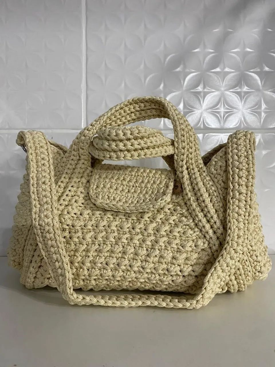 Bolsa de fio poliéster Cor Creme Baunilha  - Foto 3