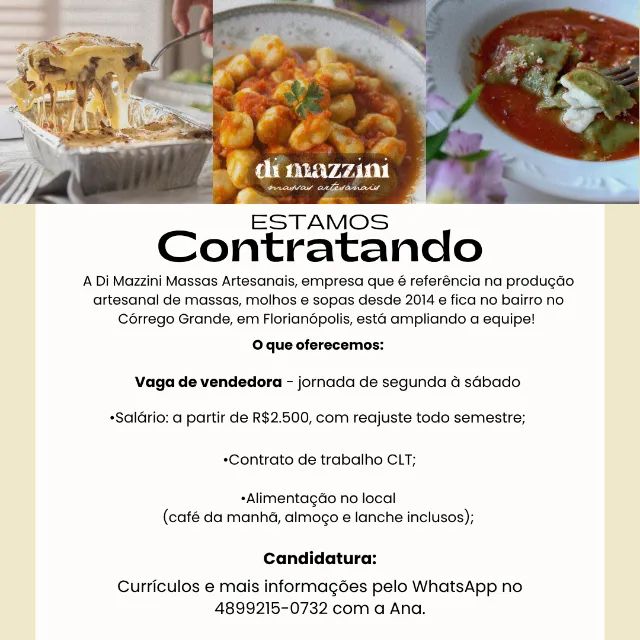 Vaga de vendedora no Córrego Grande