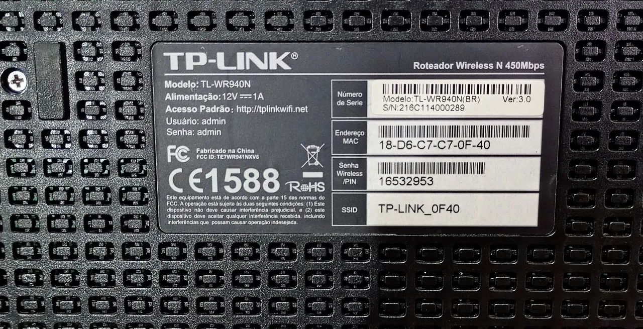 Roteador TP-LINK  Wireless N 450Mbps