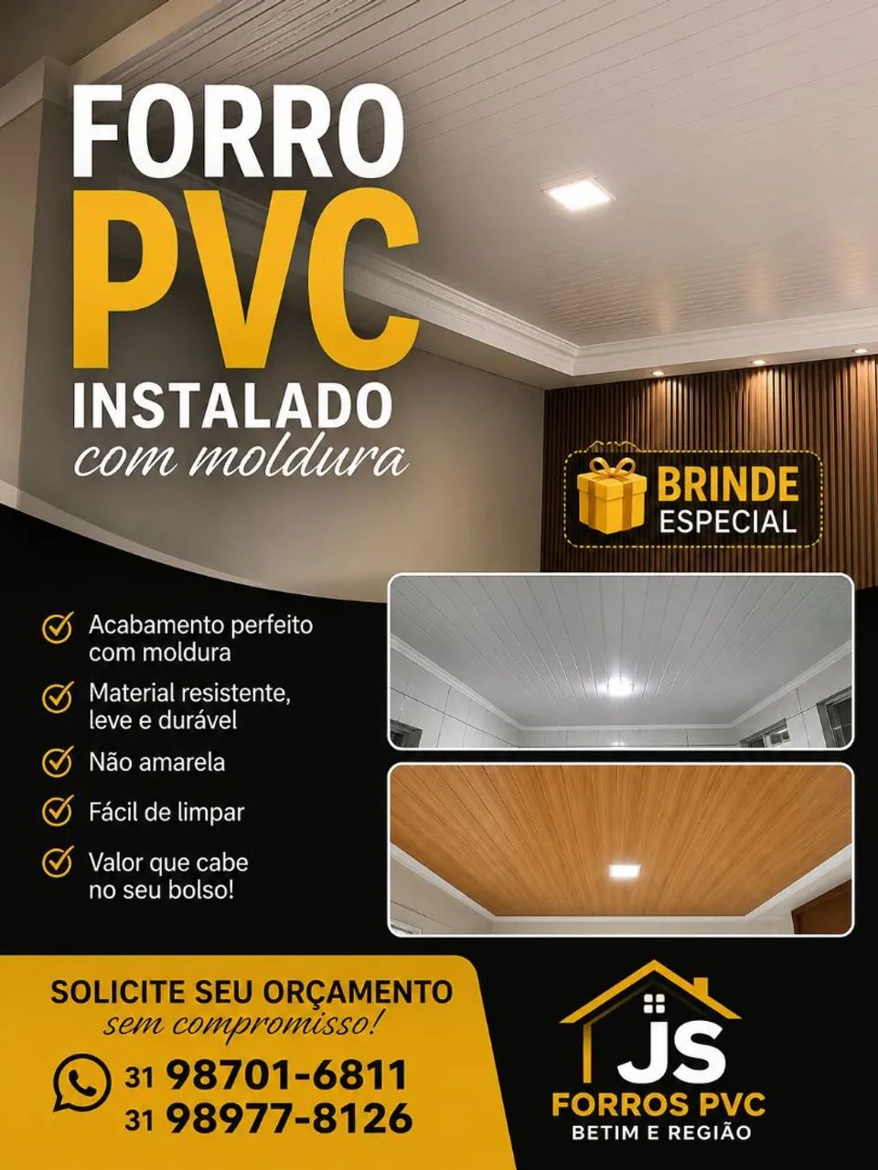 Forro PVC instalado na grande BH e região 