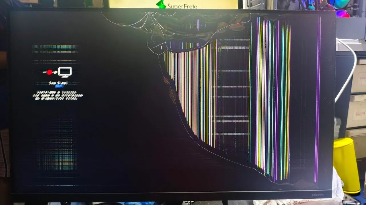 MONITOR SAMSUNG F27T350FLH COM TELA QUEBRADA DEFEITO  - Foto 4