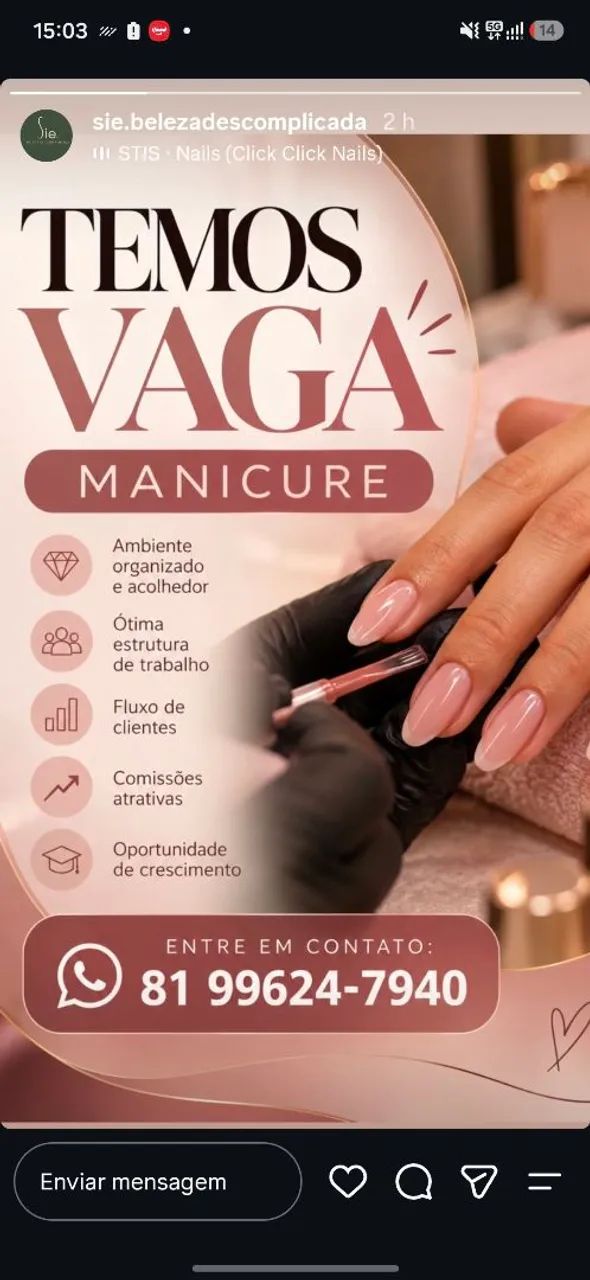 Preciso de manicure e nail designer 