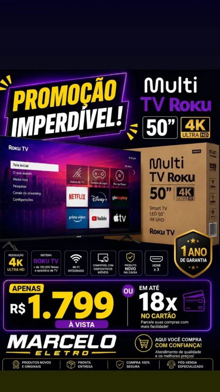 Multi tv roku 50 polegadas 