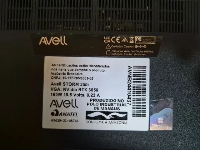 Notebook Avell Storm 350r com defeito (Sem SSD, Sem memoria RAM e sem placa wifi/bt) - Foto 4