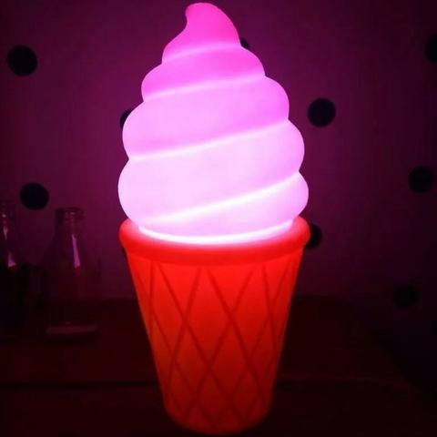 Luminária Led Abajur Infantil Sem Fio Sorvete