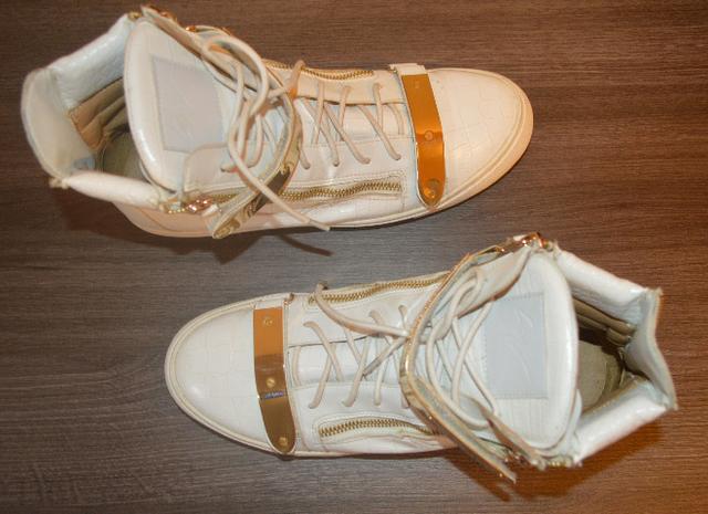 Tênis sneaker Giuseppe Zanotti branco e dourado masculino, original - Foto 4