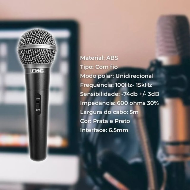 Microfone Profissional Dinâmico Com Cabo 5m Le-903 - 381 - Foto 2