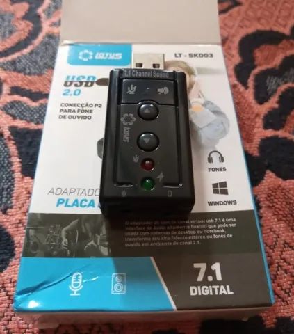 Problemas com o som do seu Note/PC. Use esse adaptador USB e resolva seu problema.