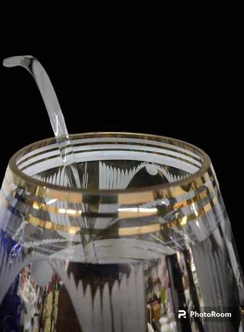 Jogo de Poncheira de cristal lapidado espelhado c/ 6 taças - Foto 2