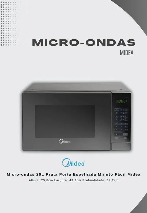 Micro-ondas 20L Prata Porta Espelhada Minuto Fácil Midea - Foto 2