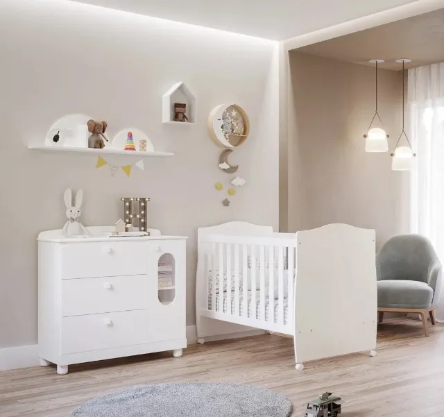 Comoda Infantil Fofura + Berço Americano Conforto, 100% MDF - ( Promoção ) 